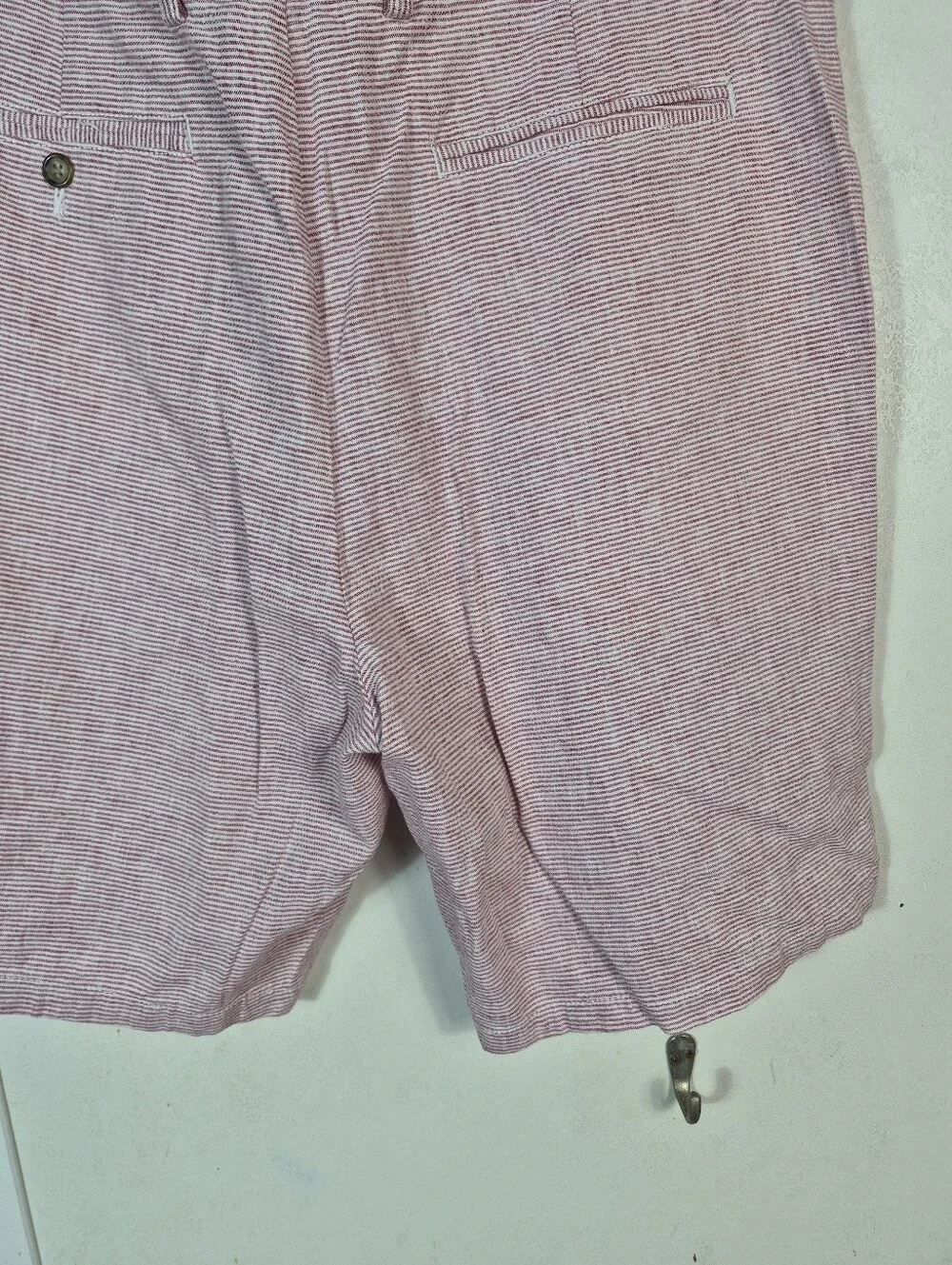 Old Navy Men's Slim Ultimate Micro-stripe Linen Blend Shorts Red Size 38 NWT
